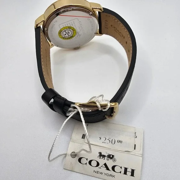 Coach Mens Harrison Watch Gold Tone Black Leather Strap 42mm 14602545 - Picture 5 of 9